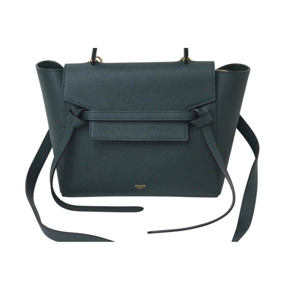 Celine Belt Grained Bag Green Calfskin